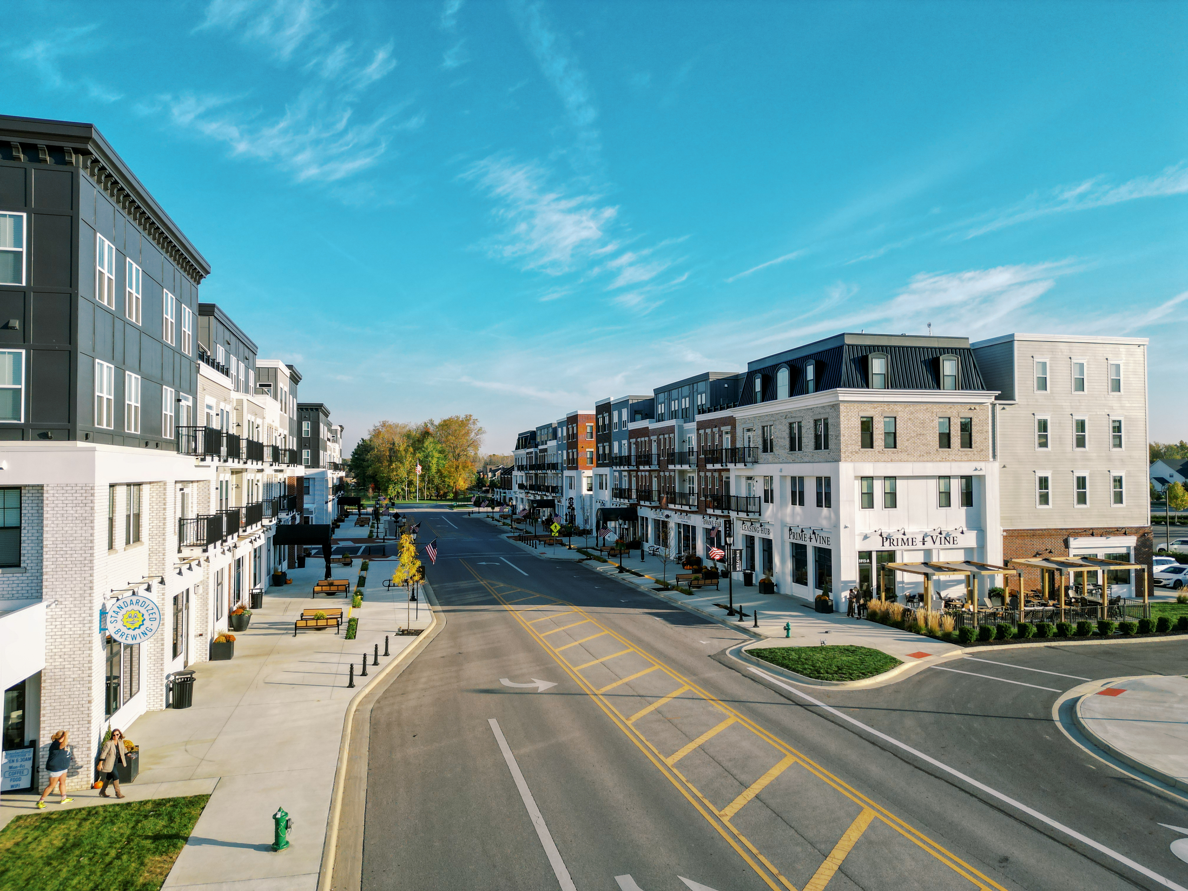 More buildings and a street.